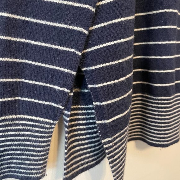 GAP Women’s Large Navy White Thin Horizontal-Striped L/S Drop Sleeve Sweater Top - Picture 4 of 16